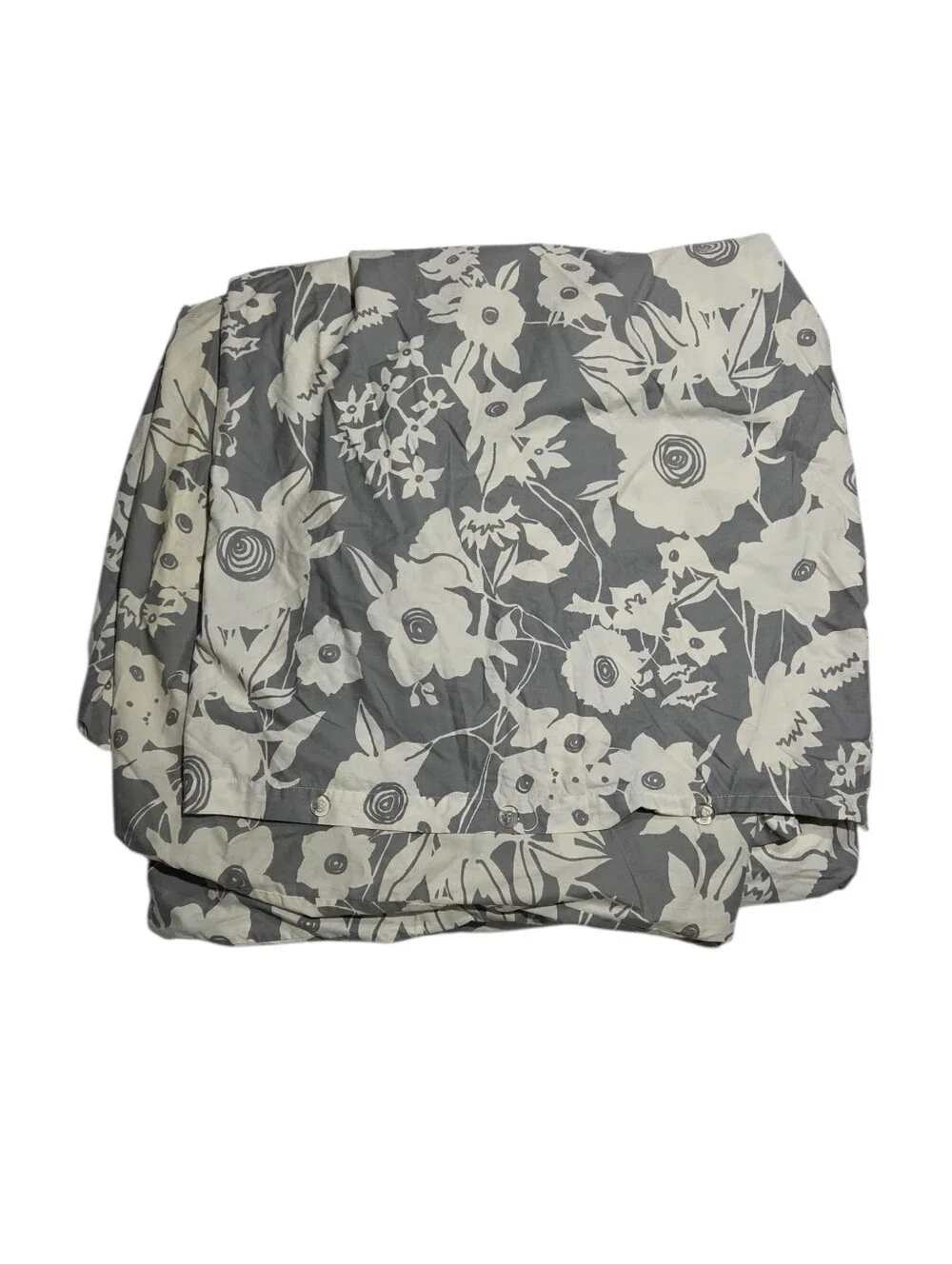 Crate & Barrel Lulu Gray Floral Full/Queen Duvet Cover 100% Cotton